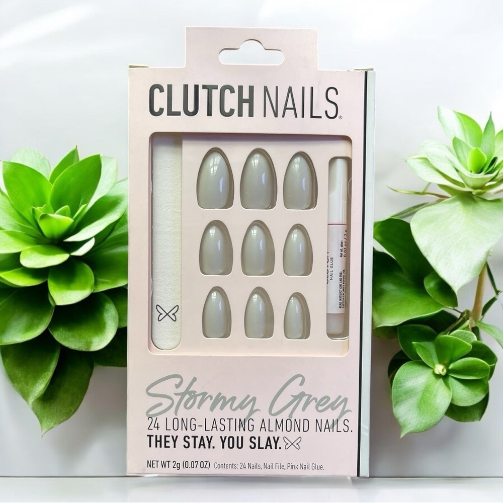 Clutch Nails Smokey Grey Almond Nails